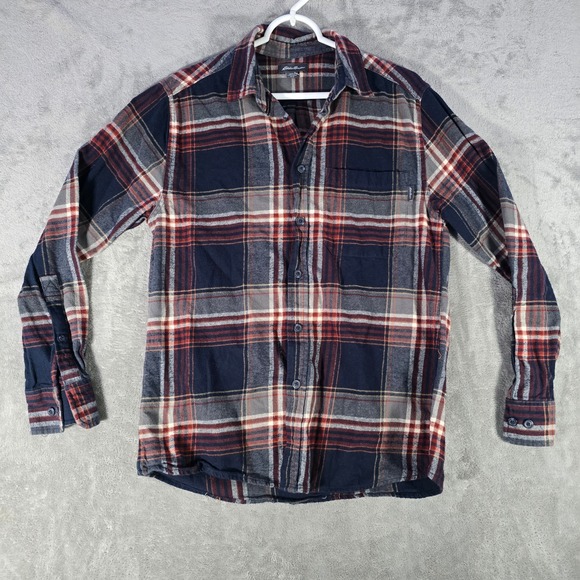 Eddie Bauer Flannel Shirt Plaid Button Up Long Sleeve‎ Casual M/M - Picture 1 of 7
